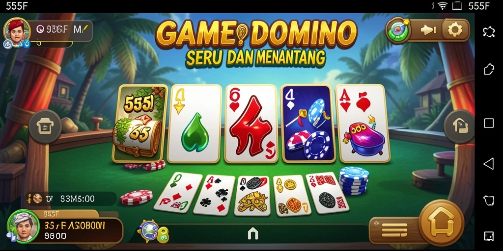 Tampilan menarik dari gameplay Domino di 555F.