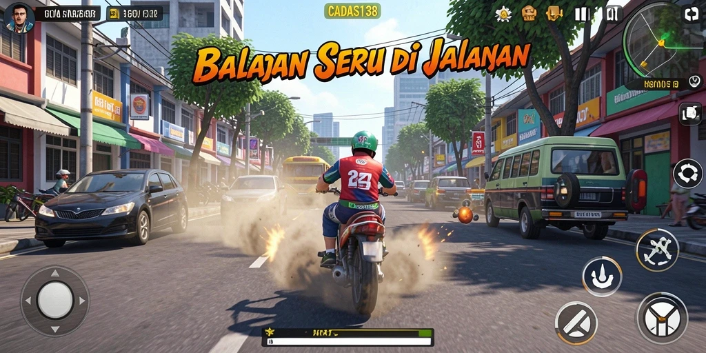 Tampilan gameplay seru dari CADAS138 dengan mobil balap di lintasan.