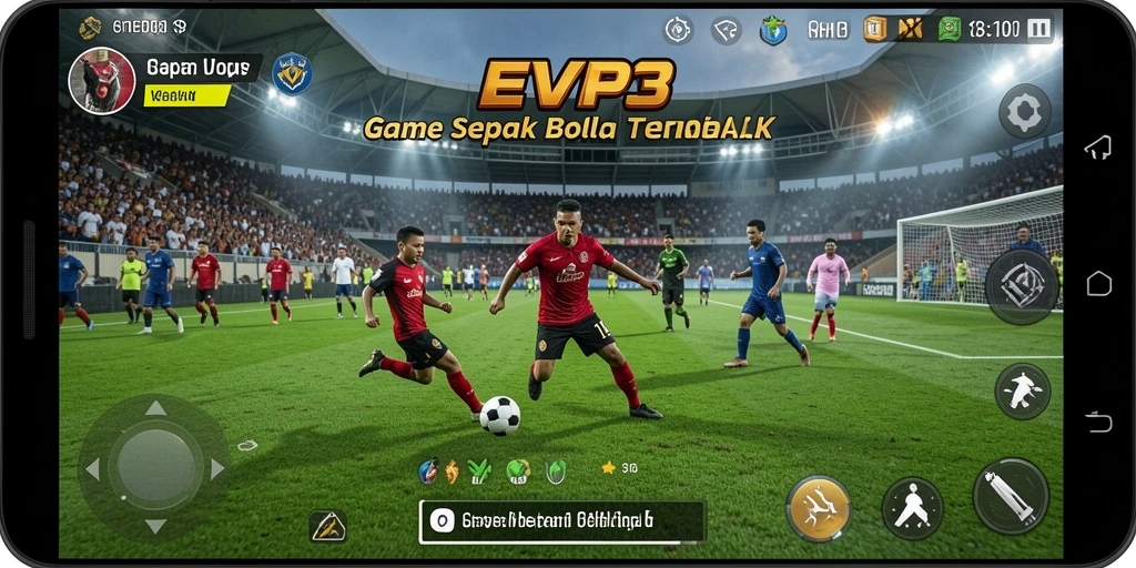 Screenshot dari gameplay EVIP3 yang mendebarkan di lapangan sepak bola.