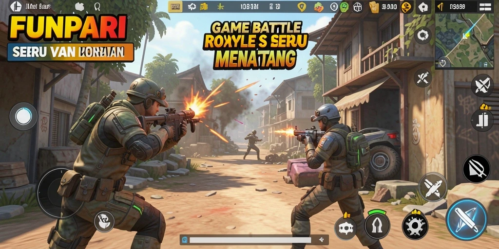 Tampilan gameplay seru dalam Battle Royale FUNPARI.