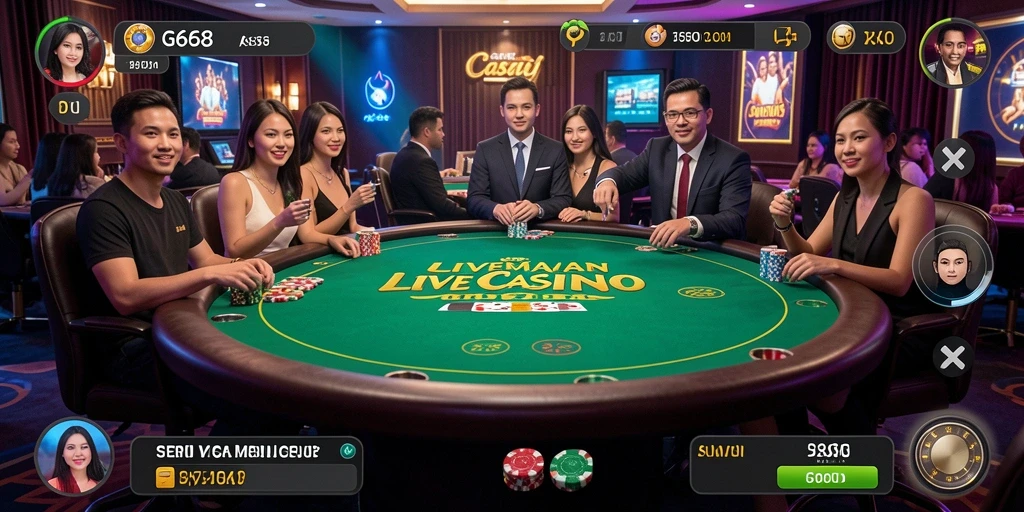 Tampilan gameplay Live Casino G668 yang memukau dan interaktif.